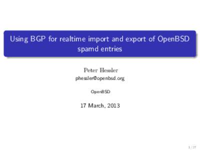 Using BGP for realtime import and export of OpenBSD spamd entries