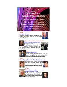 2014 International Summer Organ Festival Monday Evenings 7:30 pm June 23 - August 25, 2014