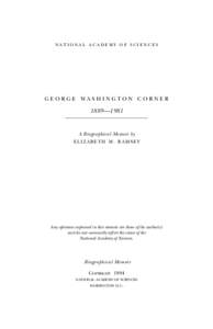 national academy of sciences  George Washington Corner 1889—1981