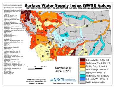 Surface Water Supply Index (SWSI) Values  RIVER INDEX & SWSI VALUES 1 Marias above Tiber Reservoir[removed]Tobacco -3.2