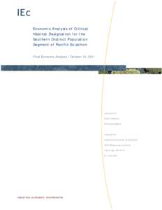Economic Analysis of Critical Habitat Designation for the Southern Distinct Population Segment of Pacific Eulachon Final Economic Analysis | October 13, 2011