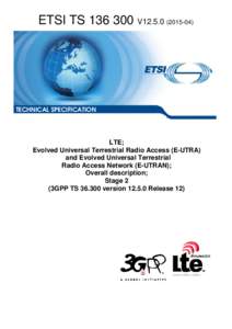 ETSI TSV12TECHNICAL SPECIFICATION LTE; Evolved Universal Terrestrial Radio Access (E-UTRA)