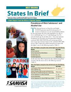 West Virginia  States In Brief Substance Abuse and Mental Health Issues At-A-Glance  A