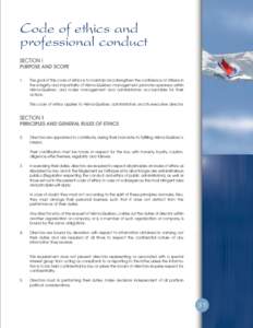 Code of ethics and professional conduct SECTION I PURPOSE AND SCOPE 1.