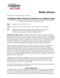    Media Advisory Media Contact: Rashena Flagg, [removed]