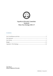 Equality & Diversity Committee Summary Three Year Strategy: [removed]Contents Our Vision/Mission and Aims ........................................................................................................... 2