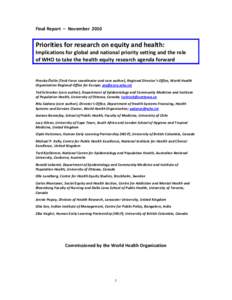 Health promotion / Public health / Demography / Social determinants of health / Population health / Mental health / Global health / Pan American Health Organization / Health impact assessment / Health / Health economics / Health policy