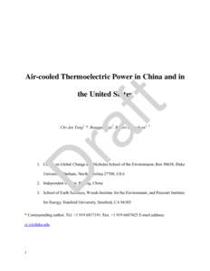 Air-cooled Thermoelectric Power in China and in  ra f  t