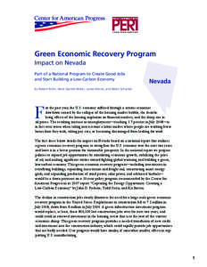 Green Economic Recovery Program Impact on Nevada Part of a National Program to Create Good Jobs and Start Building a Low-Carbon Economy  Nevada