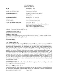 CITY OF HAMILTON COMMITTEE MINUTES DATE:  November 25, 2014