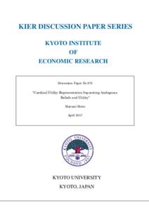 KIER DISCUSSION PAPER SERIES KYOTO INSTITUTE OF ECONOMIC RESEARCH  Discussion Paper No.972