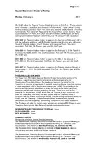 Page 1 of 5 Regular Beavercreek Trustee’s Meeting Monday, February 3,  2014