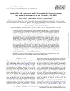 Annals of Botany 108: 471 –484, 2011 doi:aob/mcr182, available online at www.aob.oxfordjournals.org Medieval herbal iconography and lexicography of Cucumis (cucumber and melon, Cucurbitaceae) in the Occident, 1