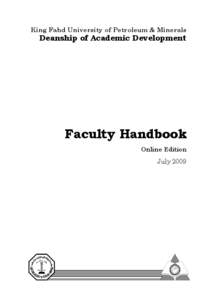 King Fahd University of Petroleum & Minerals  Deanship of Academic Development Faculty Handbook Online Edition