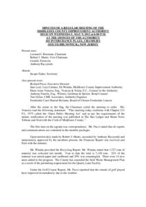 MINUTES OF A REGULAR MEETING OF THE MIDDLESEX COUNTY IMPROVEMENT AUTHORITY HELD ON WEDNESDAY, MAY 9, 2012 at 6:00 P.M. AT THE OFFICES OF THE AUTHORITY 101 INTERCHANCE PLAZA, CRANBURY (SOUTH BRUNSWICK), NEW JERSEY