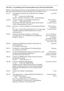 1  SoSe 2016 – Veranstaltungen für Promotionsstudierende der IGB (Stand: Hinweis: Veranstaltungen anderer biowissenschaftlicher Graduiertenschulen (z.B. der International Max Planck Research School in Chem