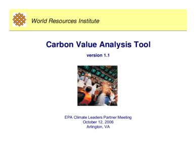 Carbon Value Analysis Tool