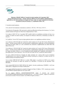 Décision n°2014-DC-XXXX de l’Autorité de sûreté nucléaire du JJ MM AAAA fixant à Électricité de France – Société Anonyme (EDF-SA) les prescriptions complémentaires applicables au site électronucléaire d