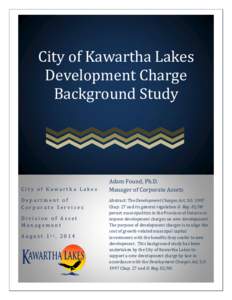 City of Kawartha Lakes Development Charge Background Study City of Kawartha Lakes Department of