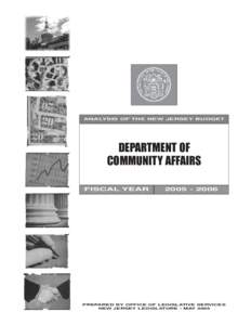 ANALYSIS OF THE NEW JERSEY BUDGET  DEPARTMENT OF COMMUNITY AFFAIRS FISCAL YEAR