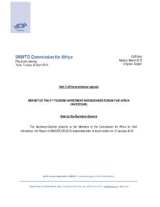 UNWTO Commission for Africa Fifty-fourth meeting Tunis, Tunisia, 24 April 2013 CAF/54/5 Madrid, March 2013