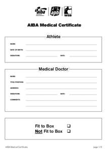 AIBA Medical Certificate Athlete NAME: _______________________________________________________________________________________