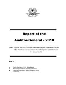 Report of the Auditor-General[removed]on the Accounts of Public Authorities and Statutory Bodies established under the Act of Parliament and Government Owned Companies established under the Companies Act