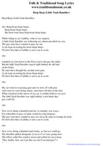 Folk & Traditional Song Lyrics - Beep Beep (Little Nash Rambler)