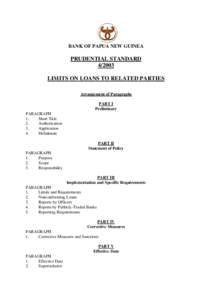 BANK OF PAPUA NEW GUINEA  PRUDENTIAL STANDARDLIMITS ON LOANS TO RELATED PARTIES Arrangement of Paragraphs