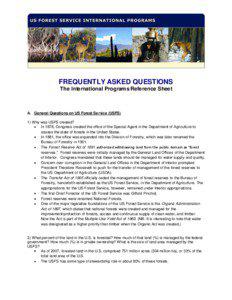 FREQUENTLY ASKED QUESTIONS The International Programs Reference Sheet
