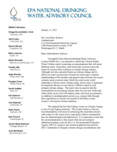 CRWU National Driking Water Advisory Council (NDWC) letter to Adminsitrator on the Climate Ready Water Utilities (CRWU)