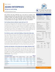 RESULT UPDATE  ADANI ENTERPRISES All eyes on coal mining India Equity Research| Power