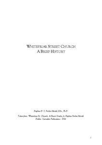 WHITEFRIAR STREET CHURCH A BRIEF HISTORY