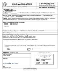 CR-103P (May[removed]RULE-MAKING ORDER (Implements RCW[removed])