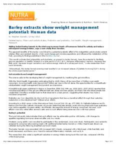 Barley extracts show weight management potential: Human data[removed]:27 PM Breaking News on Supplements & Nutrition - North America