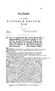 30 Victoriae 1866 No 33 Nelson Cobden and Westport Railway Land