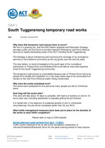 Microsoft Word - Q&A -South Tuggeranong temporary road closure v2