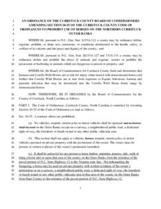 [removed]AN ORDINANCE OF THE CURRITUCK COUNTY BOARD OF COMMISSIONERS