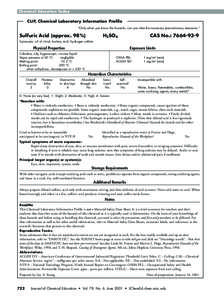 CLIP, Chemical Laboratory Information Profile: Sulfuric Acid