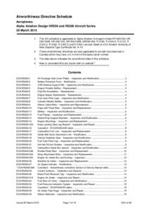 Airworthiness Directive Schedule Aeroplanes Alpha Aviation Design HR200 and R2000 Aircraft Series 26 March[removed].