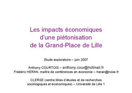 Les impacts économiques d’une piétonisation de la Grand-Place de Lille