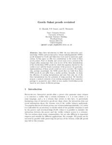 Groth–Sahai proofs revisited E. Ghadafi, N.P. Smart, and B. Warinschi Dept. Computer Science, University of Bristol, Merchant Venturers Building, Woodland Road,
