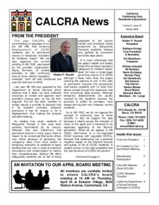 CALCRA News  California Continuing Care Residents Association Volume IV, Issue IX