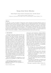 Energy-Aware Service Allocation Damien Borgettoa , Henri Casanovab , Georges Da Costaa , Jean-Marc Piersona b a IRIT, University of Toulouse, Toulouse, France Department of Information and Computer Sciences University of