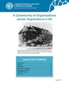 A Community of Organizations Jewish Organizations in BC      