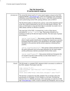 1 X! series search engine file format The file format for X! series search engines Introduction