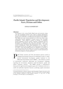 New Zealand Population Review, 33/34: [removed]Copyright © 2008 Population Association of New Zealand Pacific Islands’ Population and Development: Facts, Fictions and Follies GERALD HABERKORN*