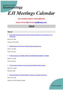 EJI Meetings Calendar LET US KNOW ABOUT YOUR MEETING: please contact EJI directly [removed[removed]March