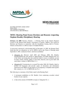 Mutual Fund Dealers Association / Headley