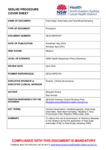 SESLHD PROCEDURE COVER SHEET NAME OF DOCUMENT Fetal Scalp Electrodes and Fetal Blood Sampling